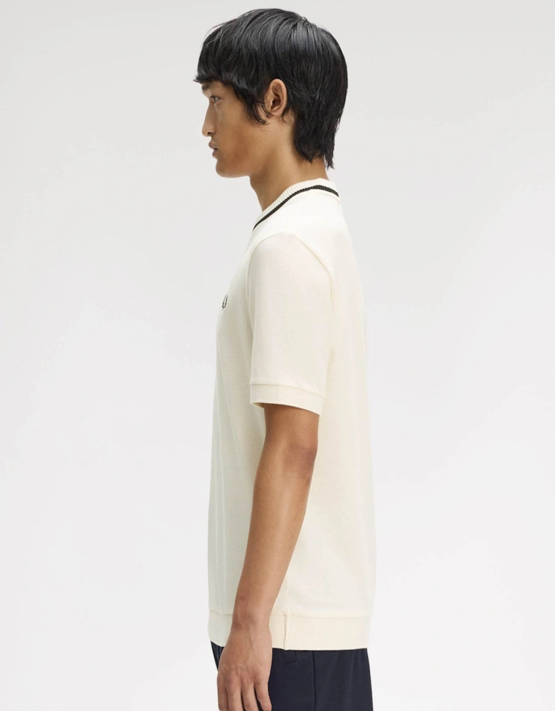 Fred Perry Mens Crew Neck Pique T-Shirt - Ecru 91B