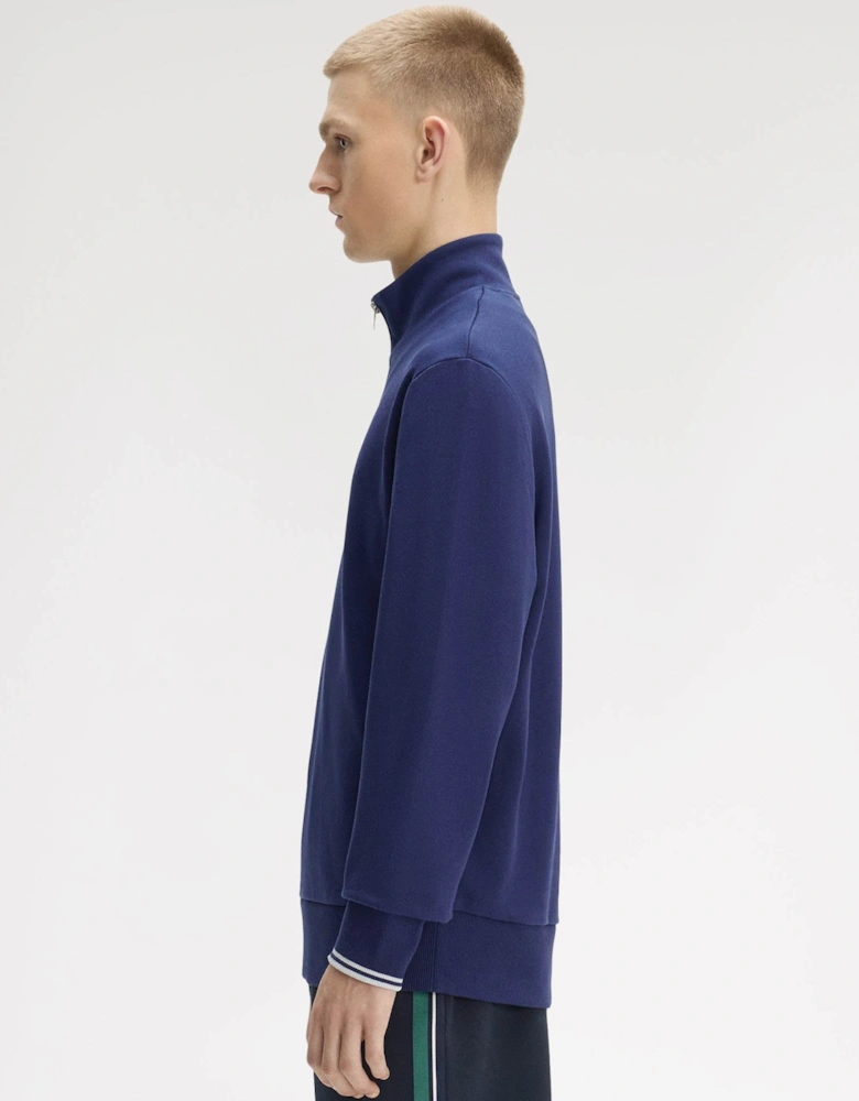 Fred Perry Mens Half Zip Sweatshirt - French Navy/Dusky Blue/Dusky Blue 93B