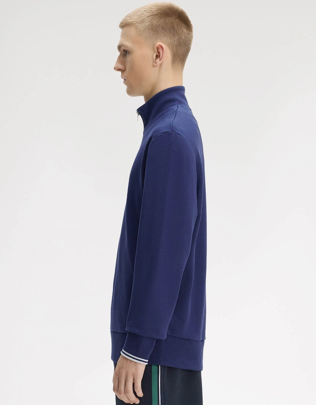 Fred Perry Mens Half Zip Sweatshirt - French Navy/Dusky Blue/Dusky Blue 93B