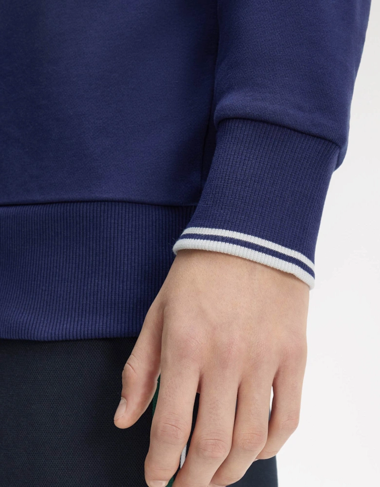 Fred Perry Mens Half Zip Sweatshirt - French Navy/Dusky Blue/Dusky Blue 93B