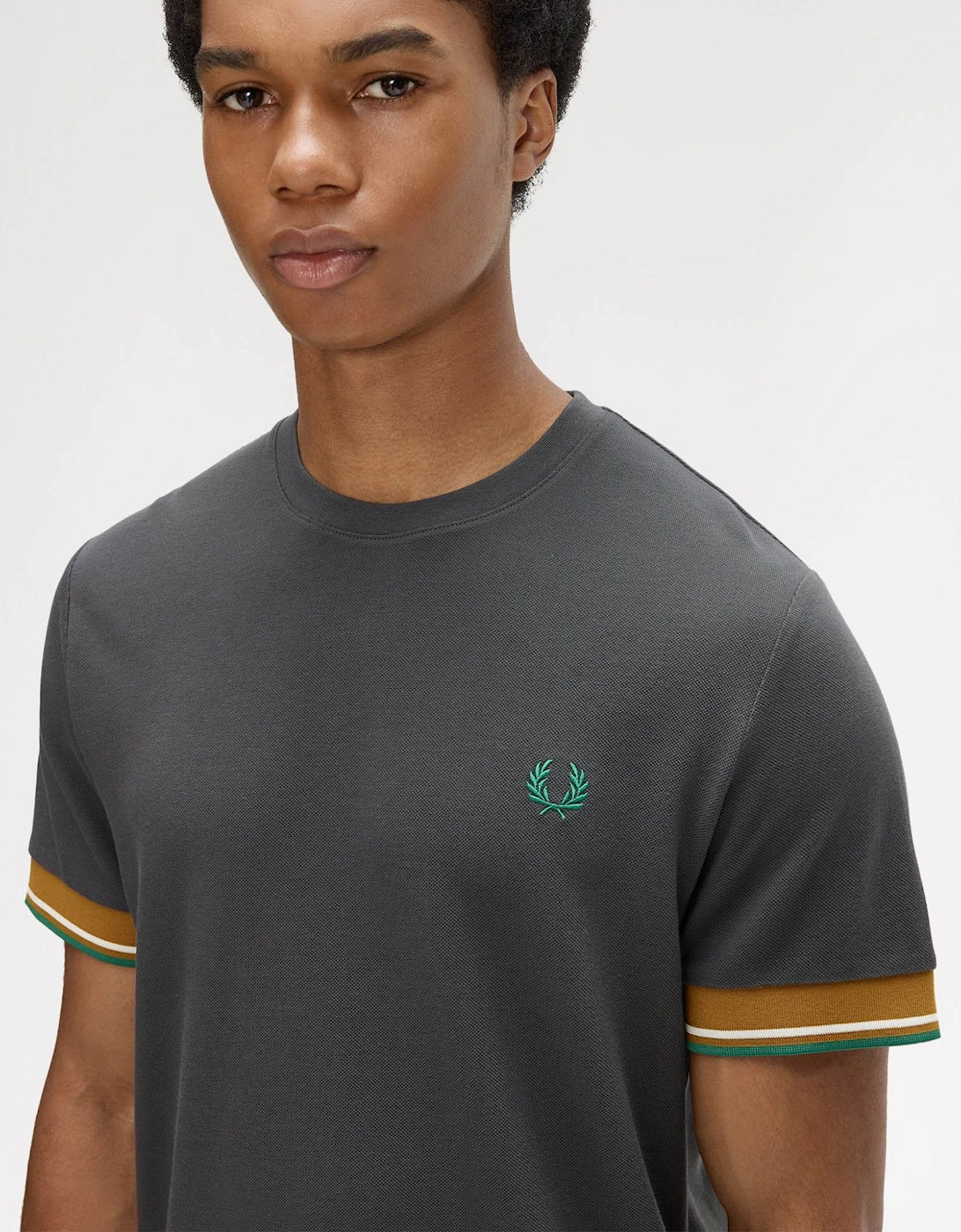 Fred Perry Mens Twin Tipped Cuff T-Shirt - Anchor Grey 297