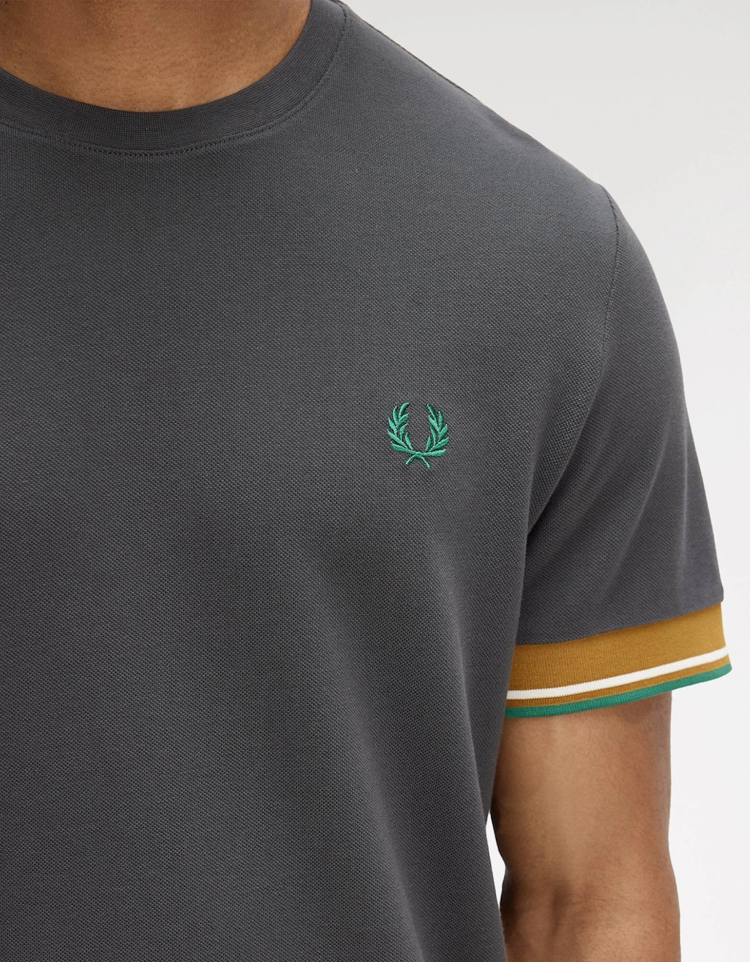 Fred Perry Mens Twin Tipped Cuff T-Shirt - Anchor Grey 297
