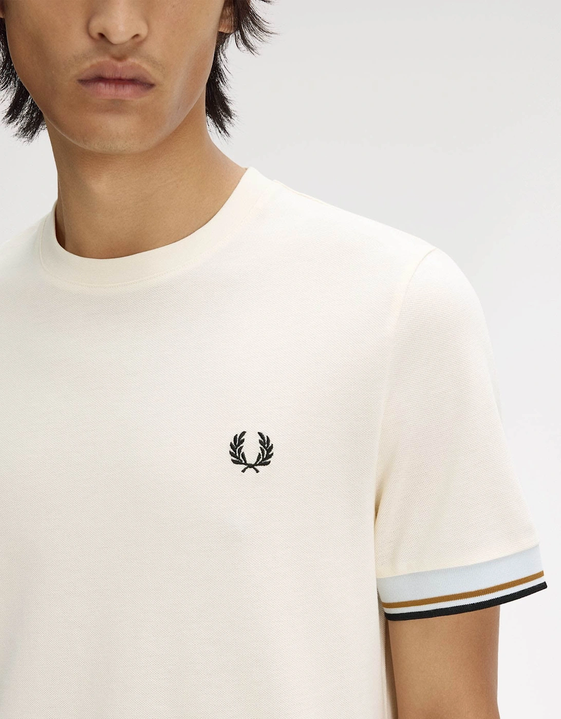 Fred Perry Mens Twin Tipped Cuff T-Shirt - Ecru 91B