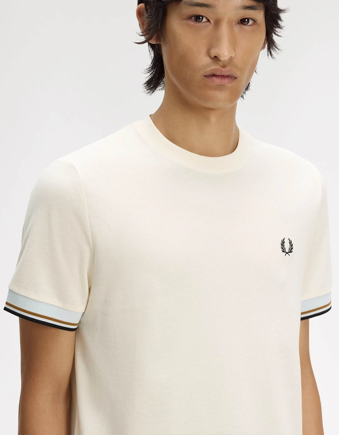 Fred Perry Mens Twin Tipped Cuff T-Shirt - Ecru 91B