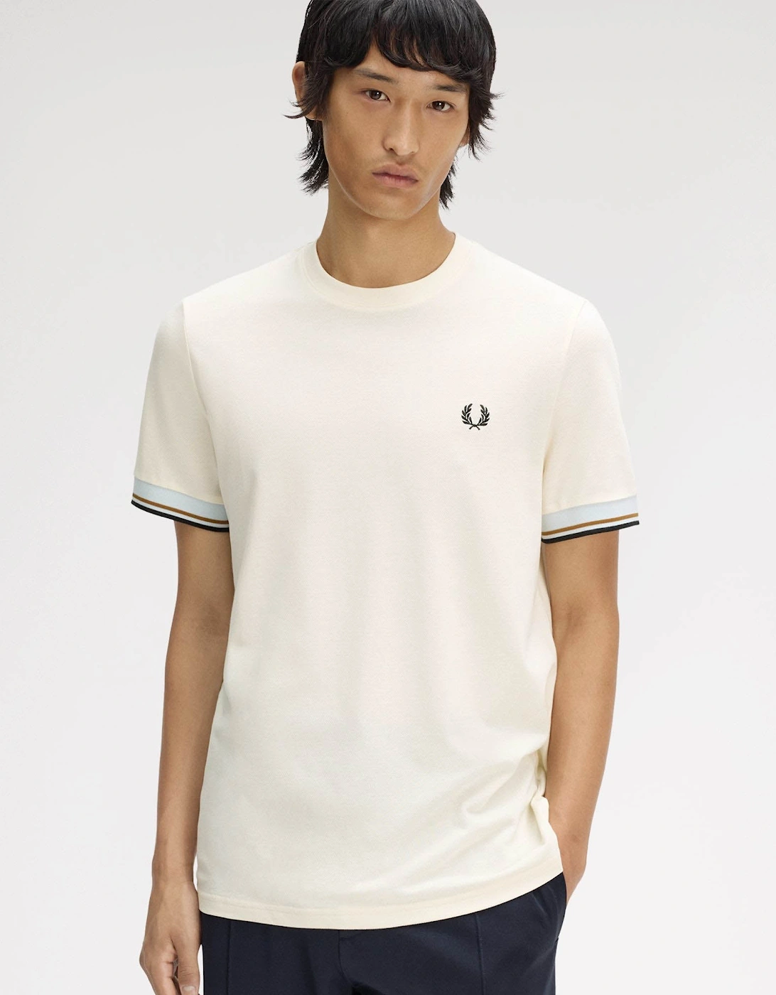 Fred Perry Mens Twin Tipped Cuff T-Shirt - Ecru 91B