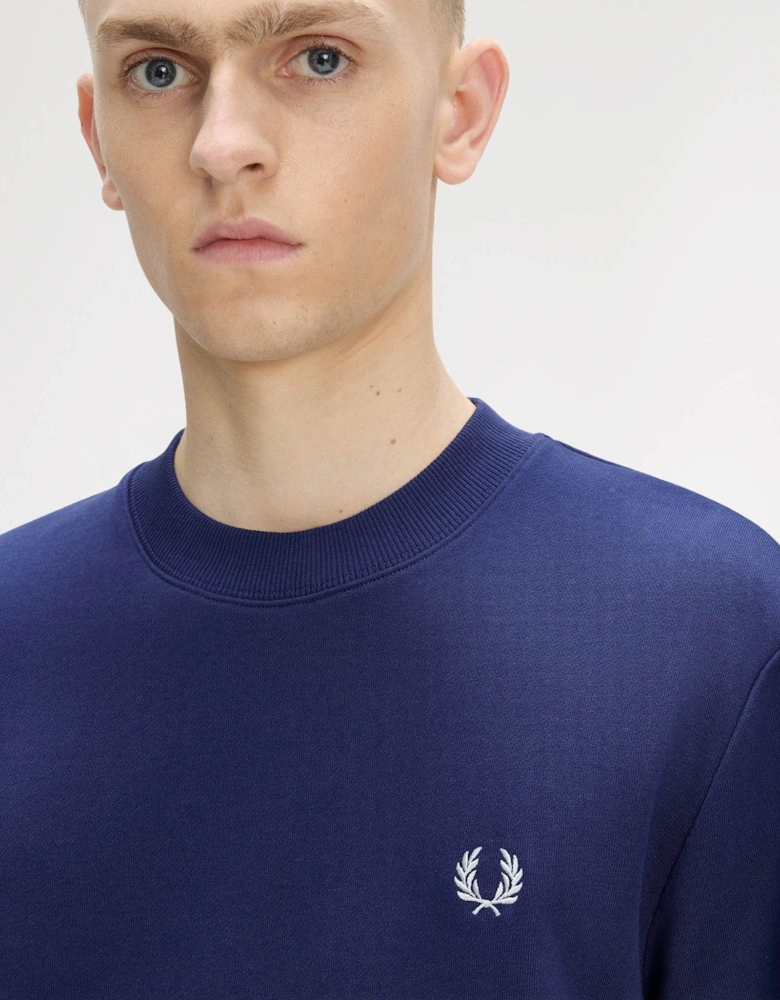 Fred Perry Mens Crew Neck Sweatshirt - French Navy/Dusky Blue/Dusky Blue 93B