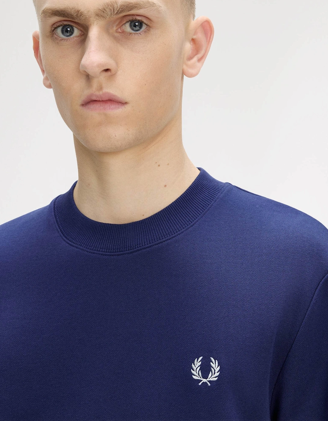 Fred Perry Mens Crew Neck Sweatshirt - French Navy/Dusky Blue/Dusky Blue 93B