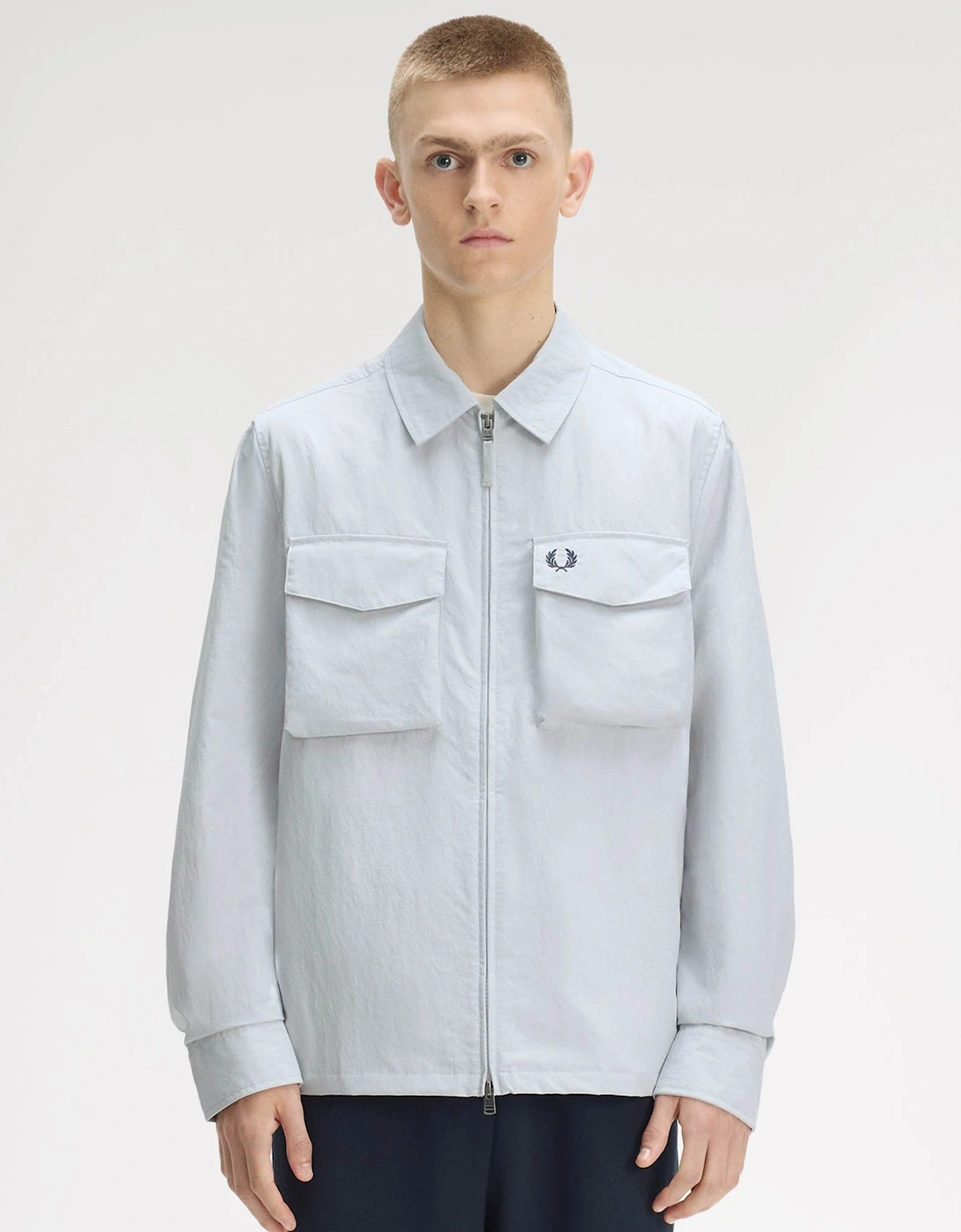 Fred Perry Mens Ripstop Pocket Overshirt - Dusky Blue 28A, 9 of 8