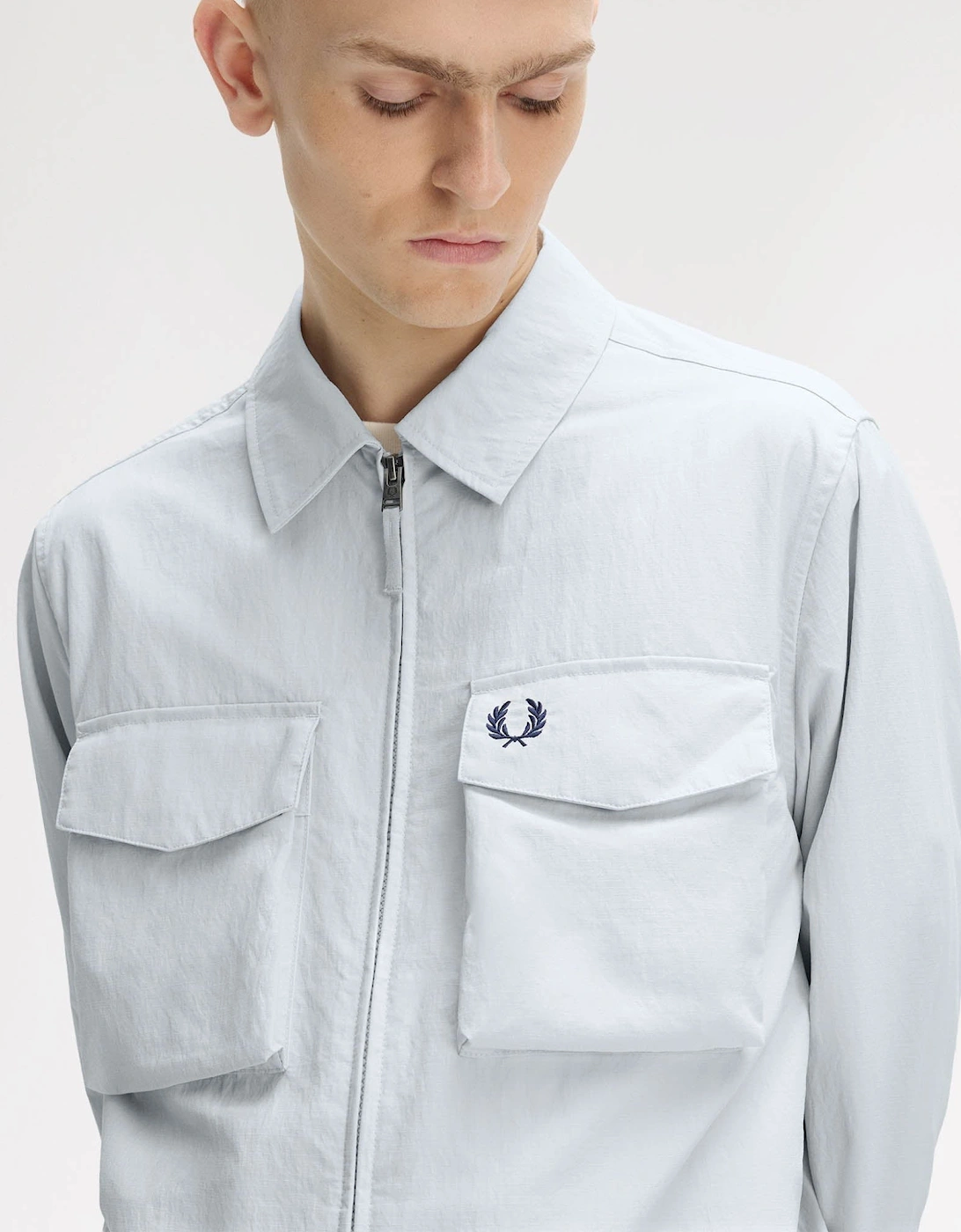 Fred Perry Mens Ripstop Pocket Overshirt - Dusky Blue 28A