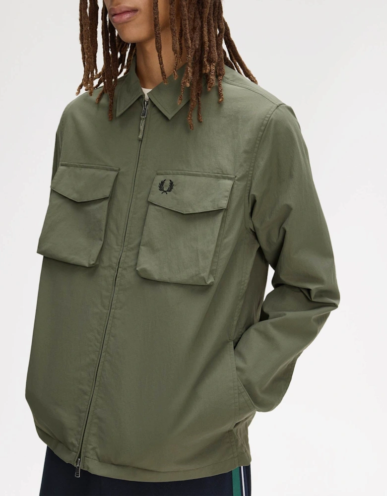 Fred Perry Mens Ripstop Pocket Overshirt - Laurel Wreath Green X21
