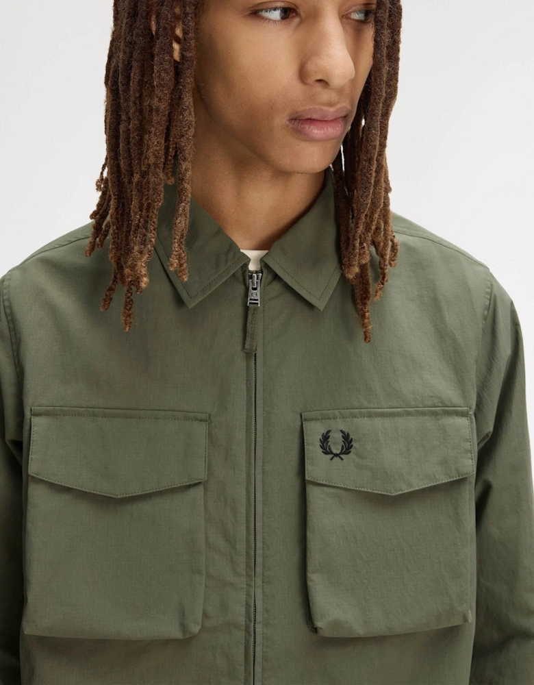 Fred Perry Mens Ripstop Pocket Overshirt - Laurel Wreath Green X21
