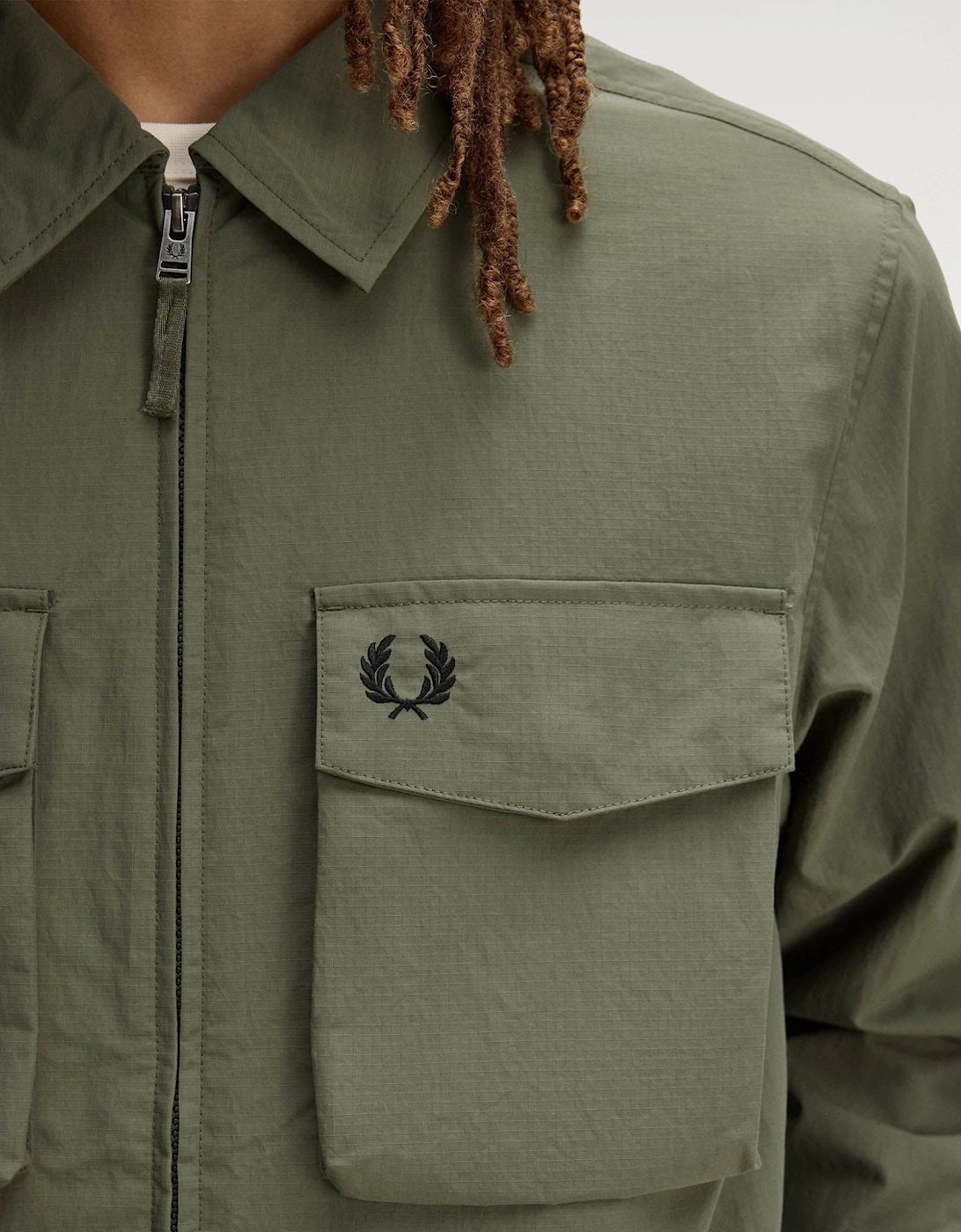 Fred Perry Mens Ripstop Pocket Overshirt - Laurel Wreath Green X21