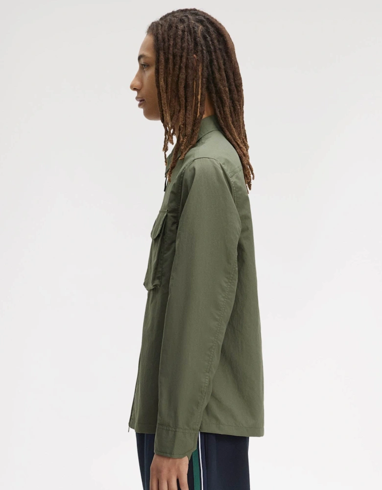 Fred Perry Mens Ripstop Pocket Overshirt - Laurel Wreath Green X21