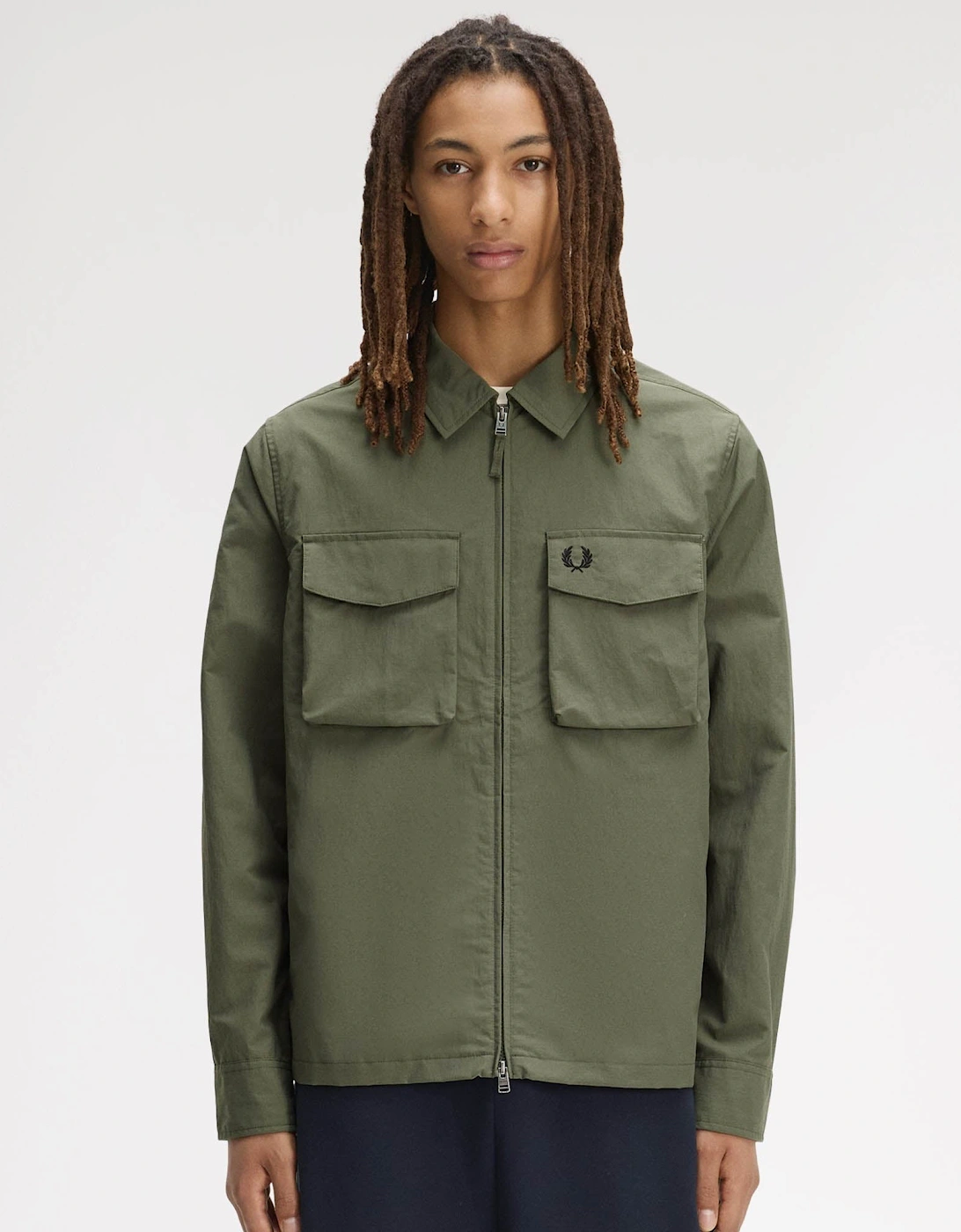 Fred Perry Mens Ripstop Pocket Overshirt - Laurel Wreath Green X21, 9 of 8