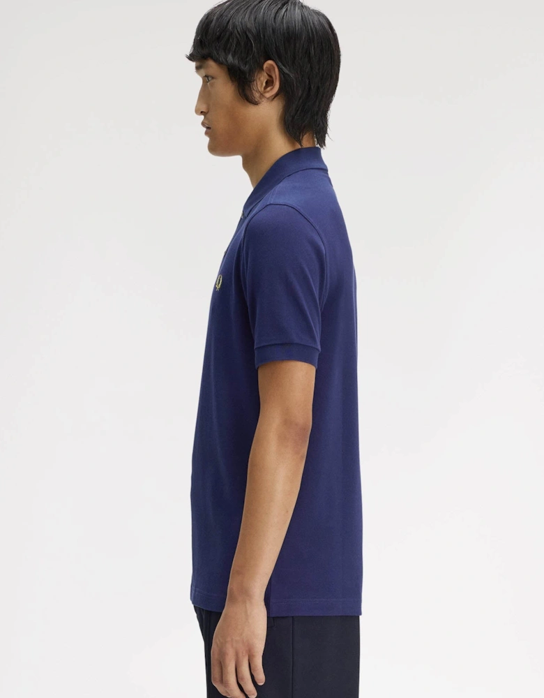 Fred Perry Mens Plain Signature Polo Shirt - French Navy/Citron 12C