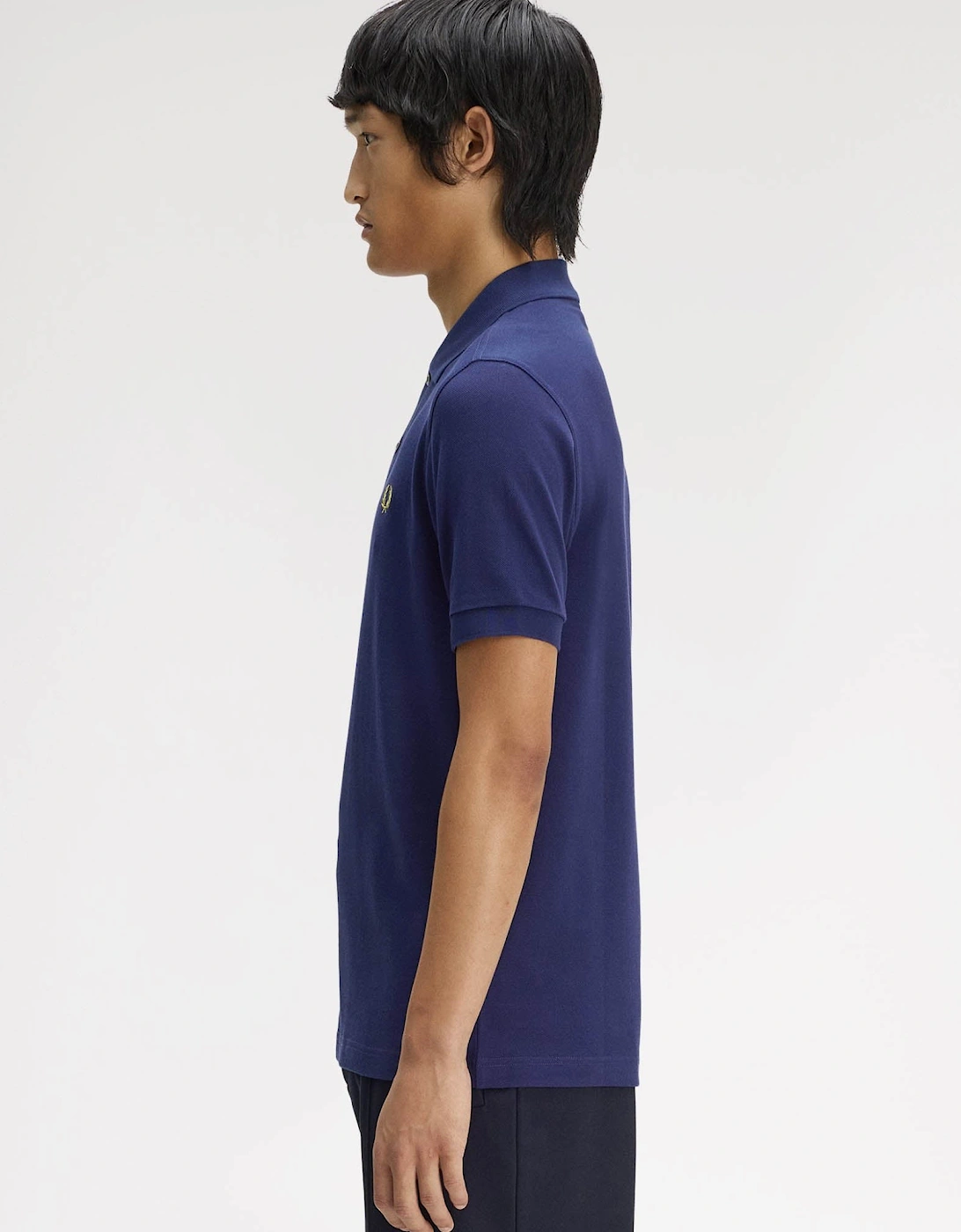 Fred Perry Mens Plain Signature Polo Shirt - French Navy/Citron 12C