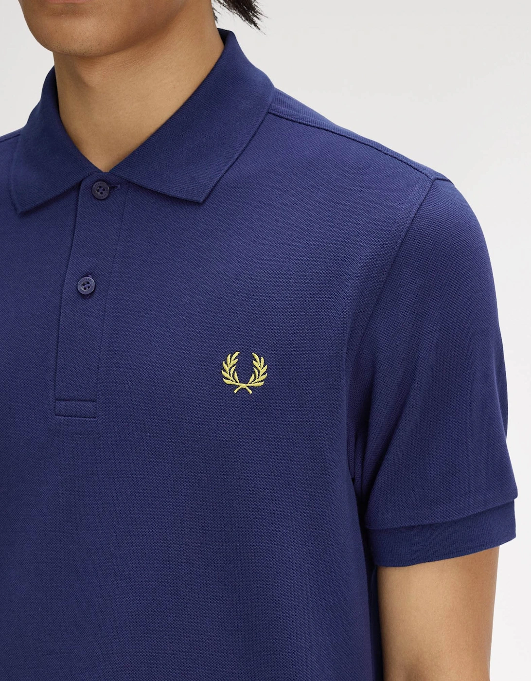 Fred Perry Mens Plain Signature Polo Shirt - French Navy/Citron 12C