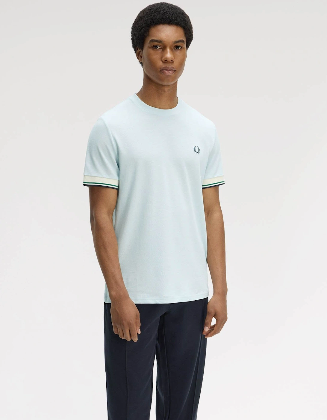 Fred Perry Mens Twin Tipped Cuff T-Shirt - Light Ice R30