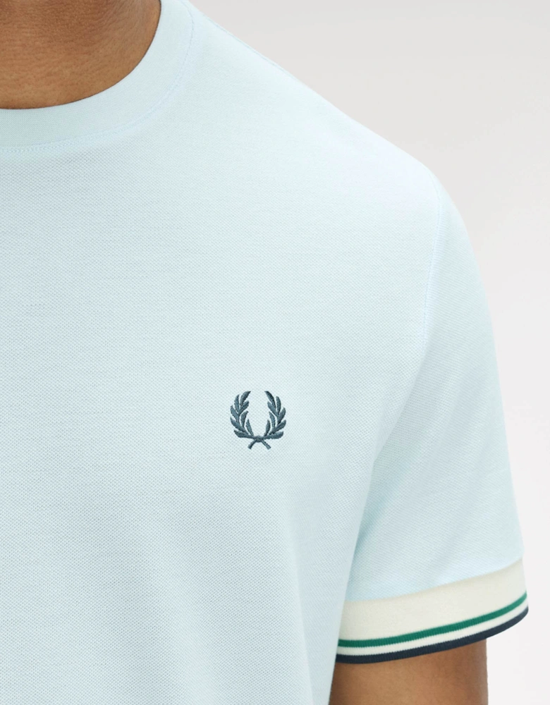 Fred Perry Mens Twin Tipped Cuff T-Shirt - Light Ice R30
