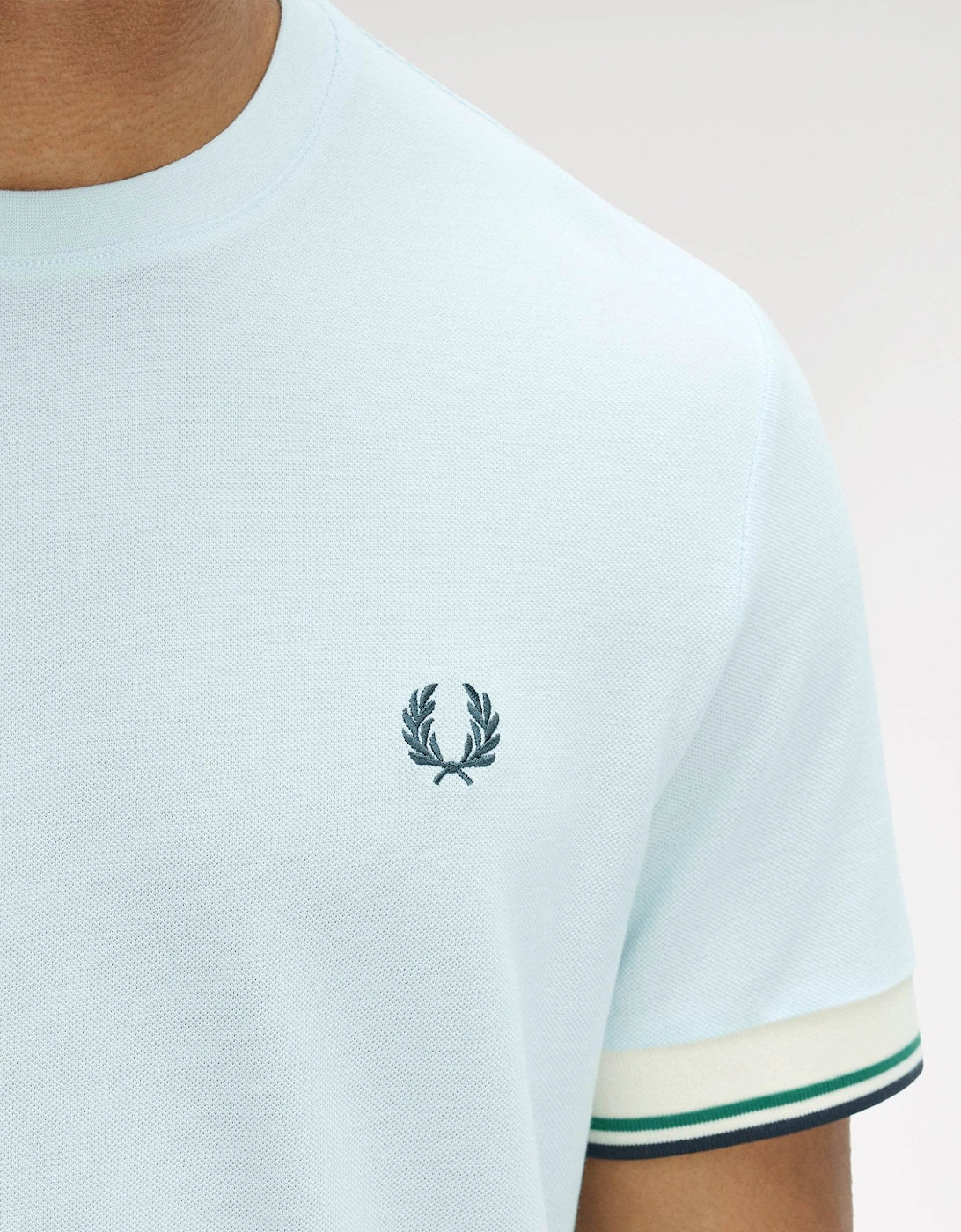 Fred Perry Mens Twin Tipped Cuff T-Shirt - Light Ice R30