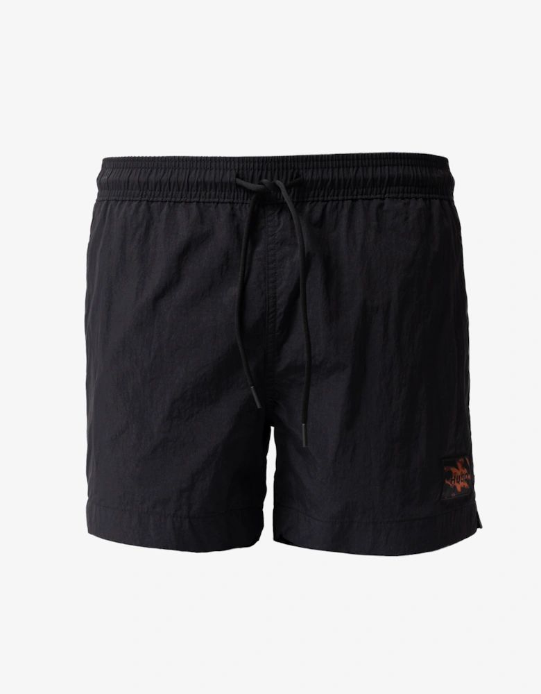 HUGO Dominica Mens Quick-Drying Swim Shorts In Recycled Material With Logo - Black 004