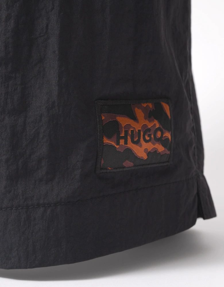 HUGO Dominica Mens Quick-Drying Swim Shorts In Recycled Material With Logo - Black 004