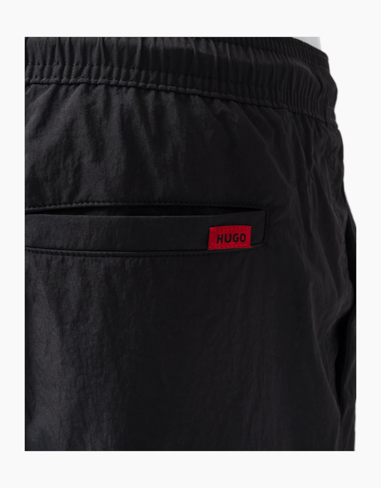 HUGO Dominica Mens Quick-Drying Swim Shorts In Recycled Material With Logo - Black 004