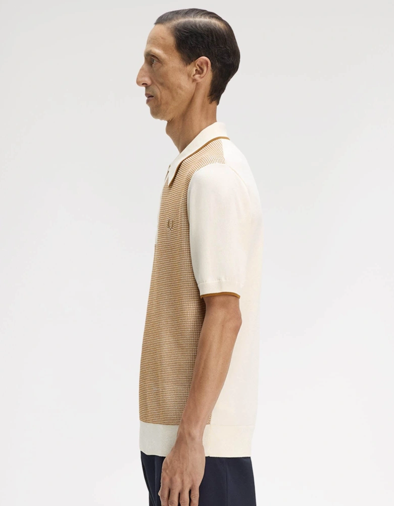 Fred Perry Mens Tonic Waffle Knitted Polo Shirt - Ecru 560