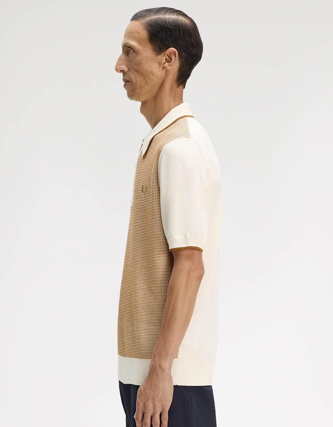 Fred Perry Mens Tonic Waffle Knitted Polo Shirt - Ecru 560