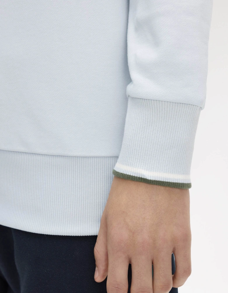 Fred Perry Mens Crew Neck Sweatshirt - Dusky Blue/Ecru/Laurel Wreath Green 80B