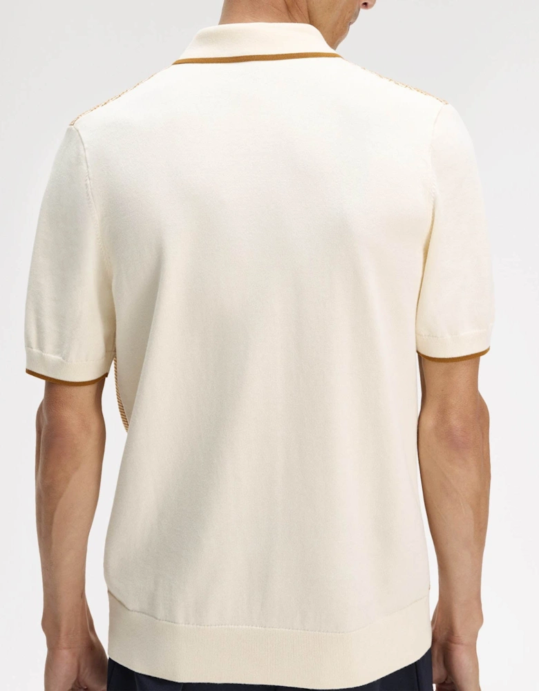 Fred Perry Mens Tonic Waffle Knitted Polo Shirt - Ecru 560