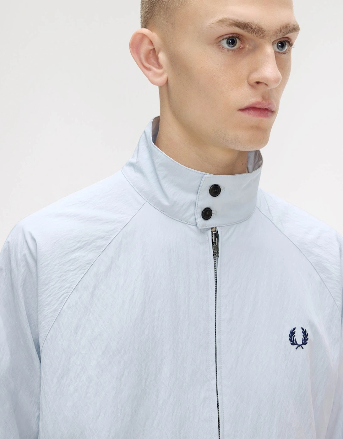 Fred Perry Mens Crinkle Harrington Jacket - Dusky Blue 28A