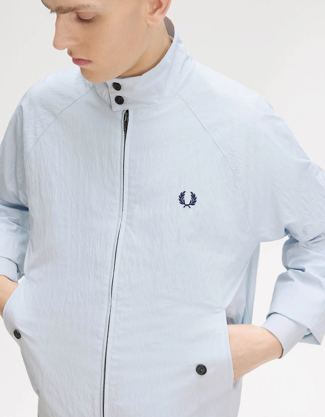 Fred Perry Mens Crinkle Harrington Jacket - Dusky Blue 28A