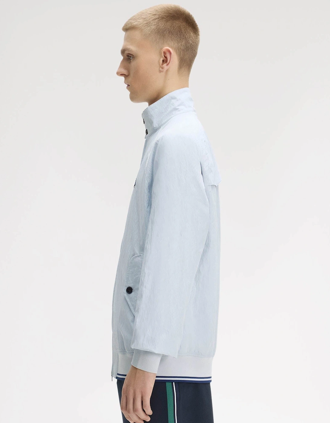 Fred Perry Mens Crinkle Harrington Jacket - Dusky Blue 28A