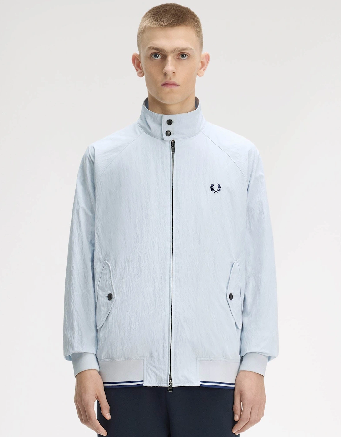 Fred Perry Mens Crinkle Harrington Jacket - Dusky Blue 28A, 10 of 9