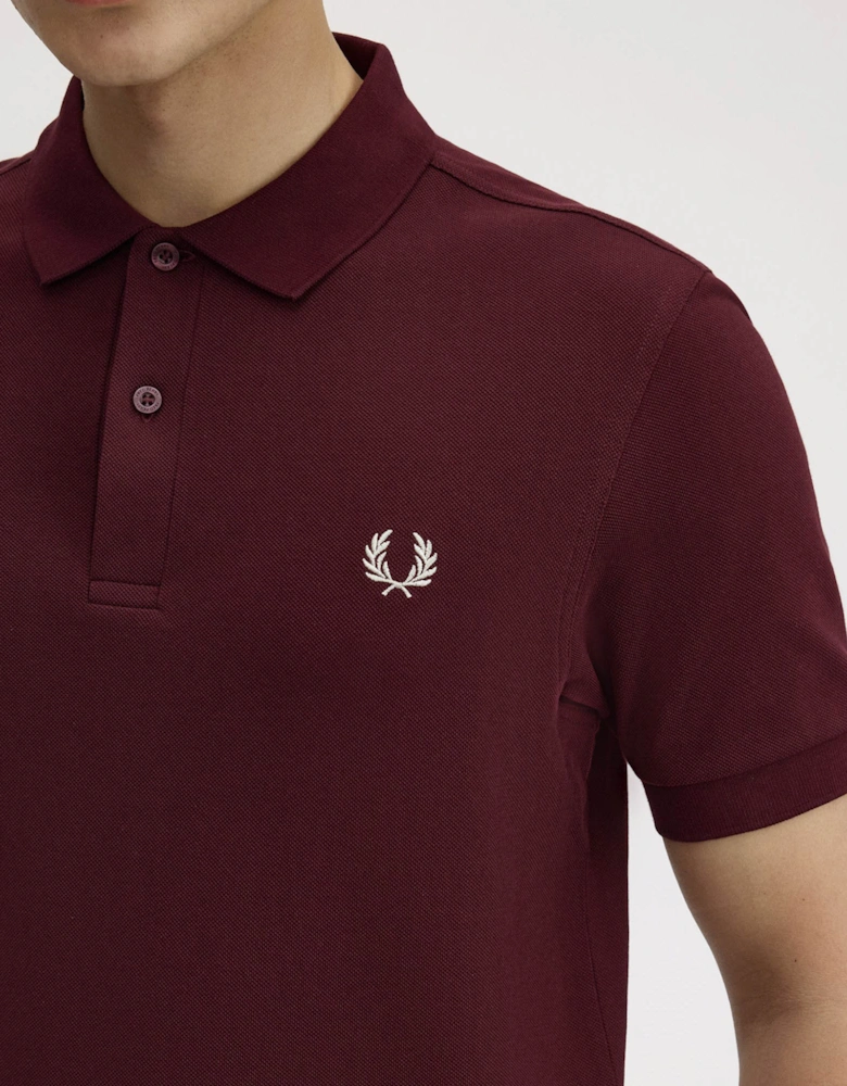 Fred Perry Mens Plain Signature Polo Shirt - Oxblood/Ecru 597