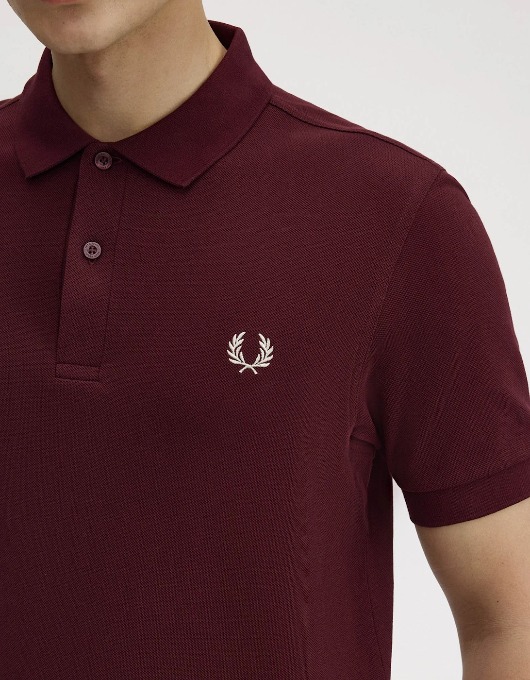 Fred Perry Mens Plain Signature Polo Shirt - Oxblood/Ecru 597