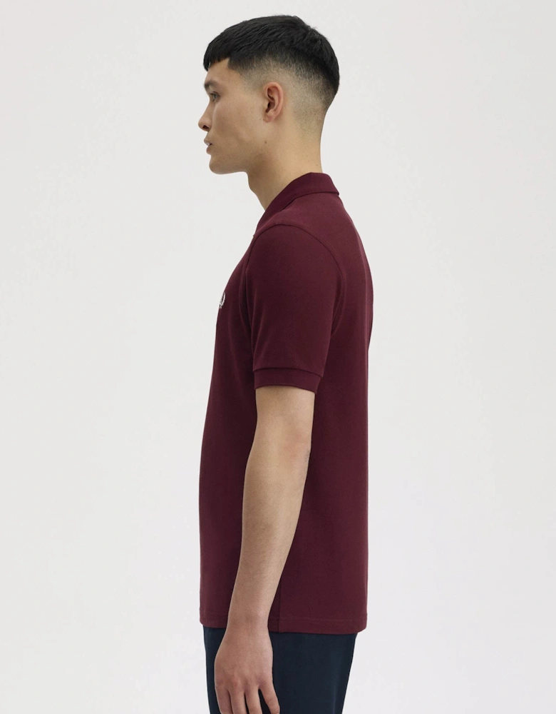 Fred Perry Mens Plain Signature Polo Shirt - Oxblood/Ecru 597