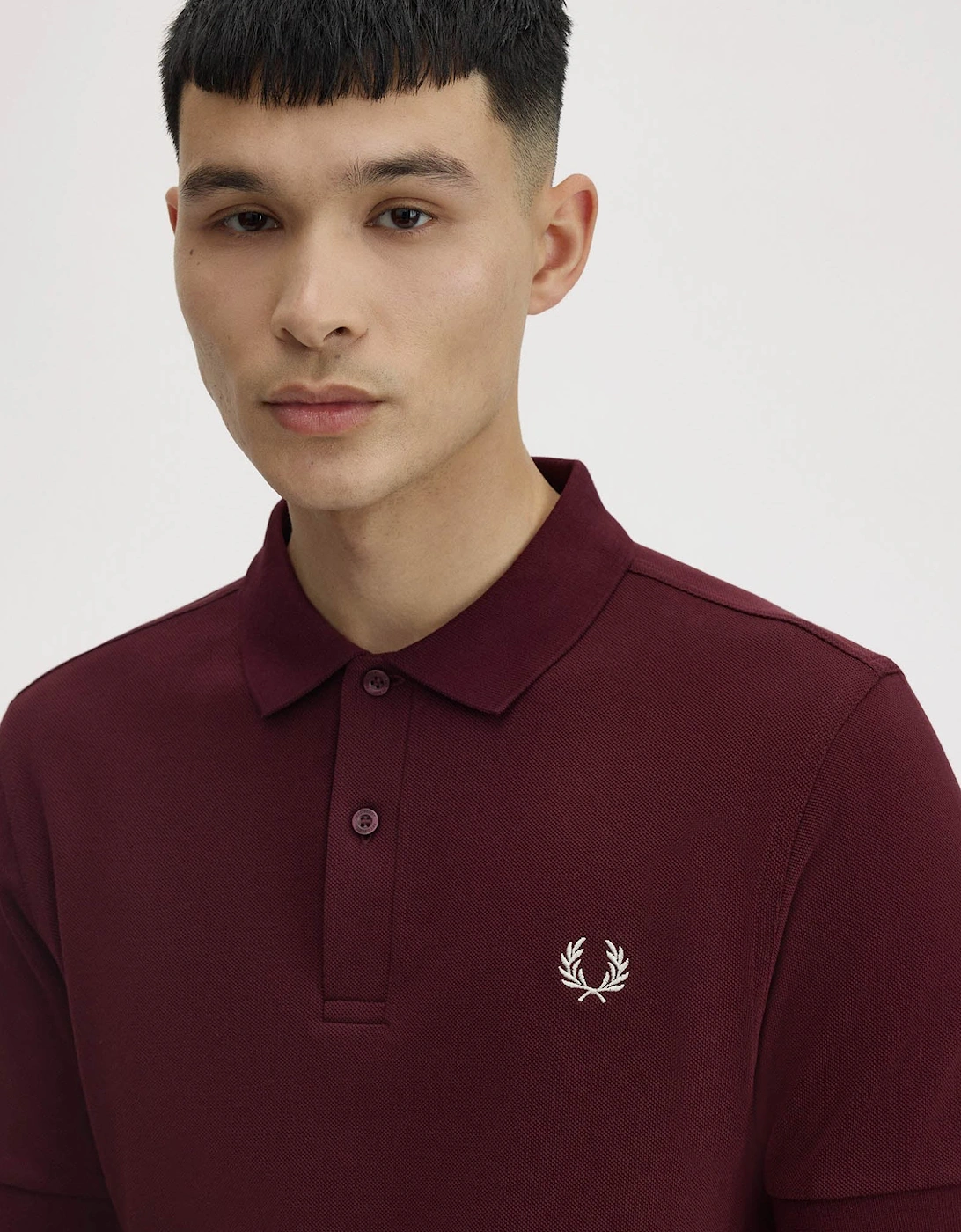 Fred Perry Mens Plain Signature Polo Shirt - Oxblood/Ecru 597