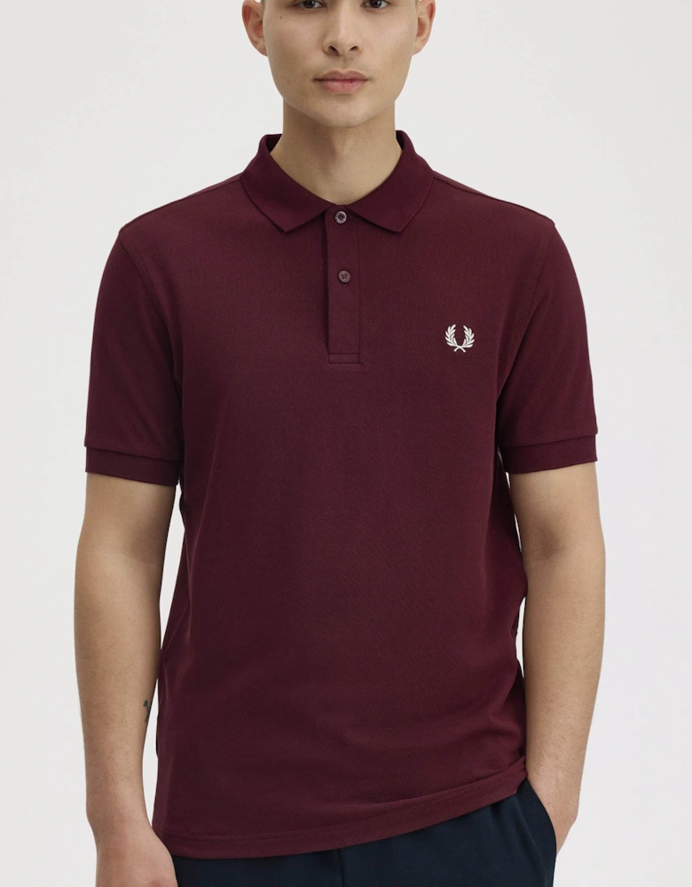 Fred Perry Mens Plain Signature Polo Shirt - Oxblood/Ecru 597