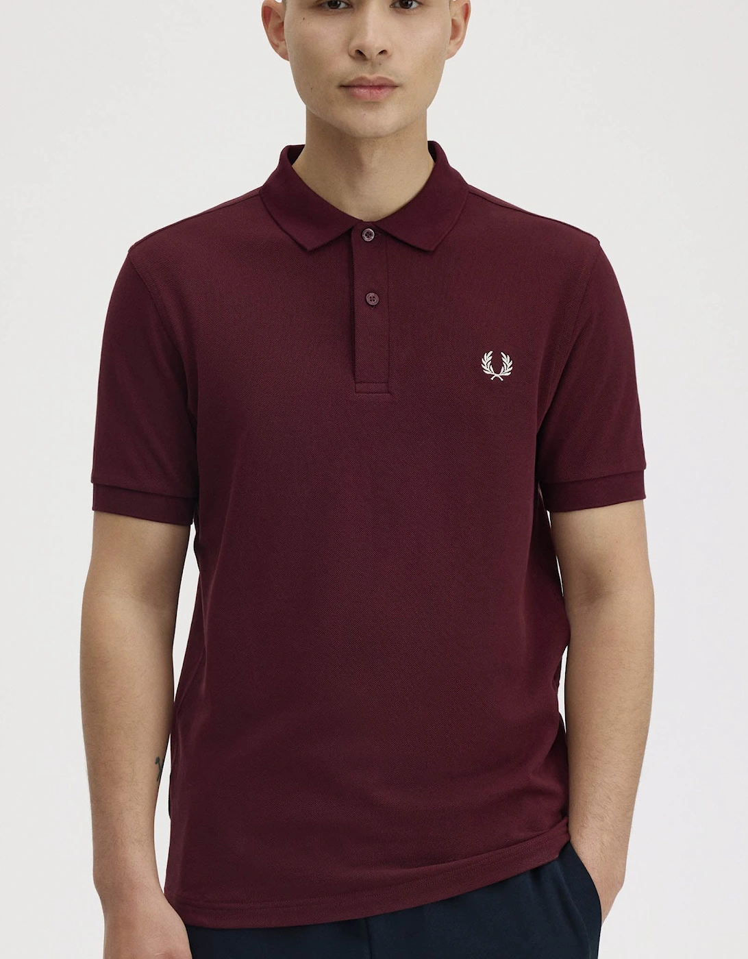Fred Perry Mens Plain Signature Polo Shirt - Oxblood/Ecru 597