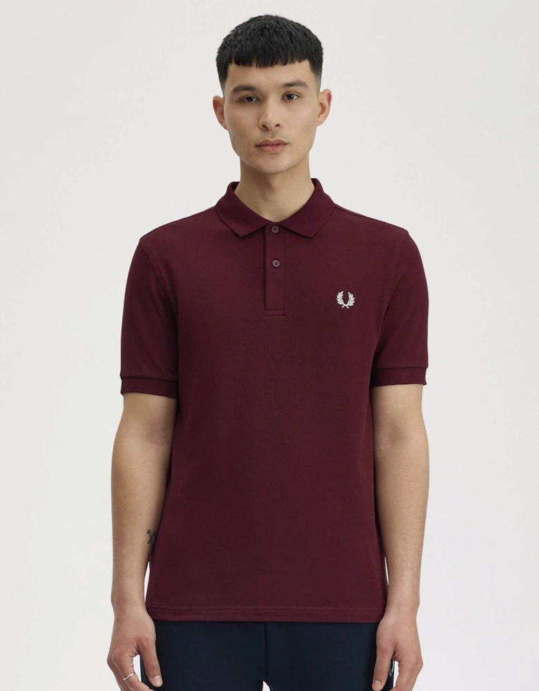 Fred Perry Mens Plain Signature Polo Shirt - Oxblood/Ecru 597