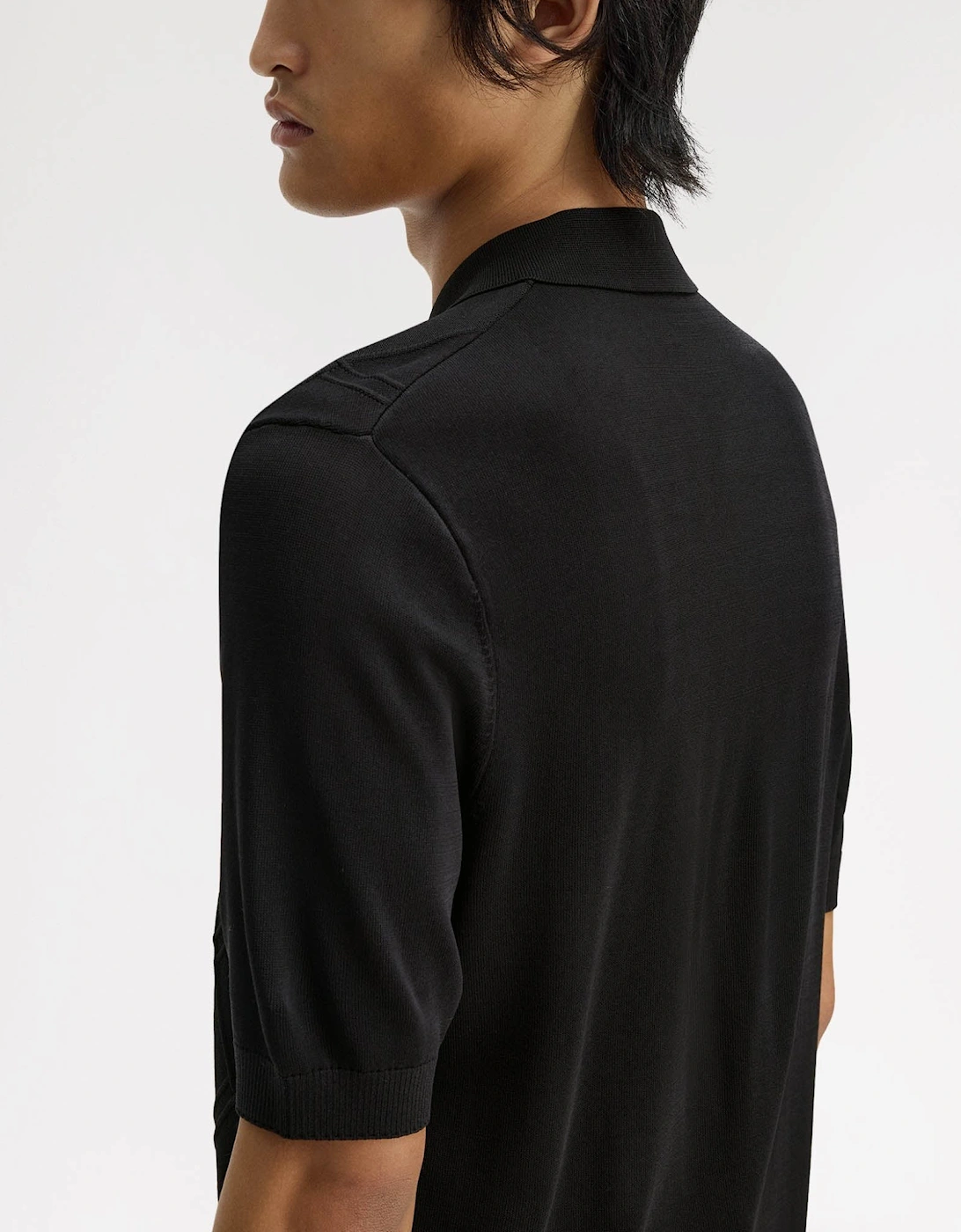 Fred Perry Mens Cable Knitted Polo Shirt - Black 102