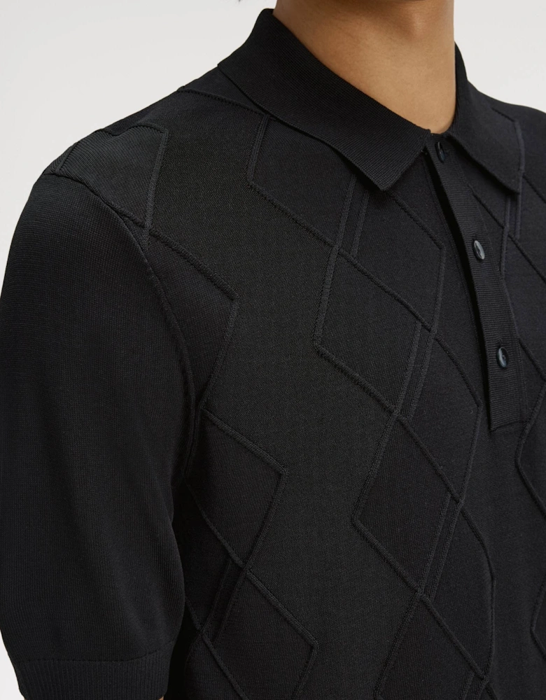 Fred Perry Mens Cable Knitted Polo Shirt - Black 102