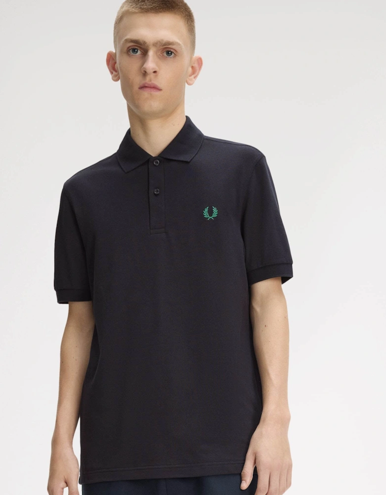 Fred Perry Mens Plain Signature Polo Shirt - Navy/Sport Green 14C