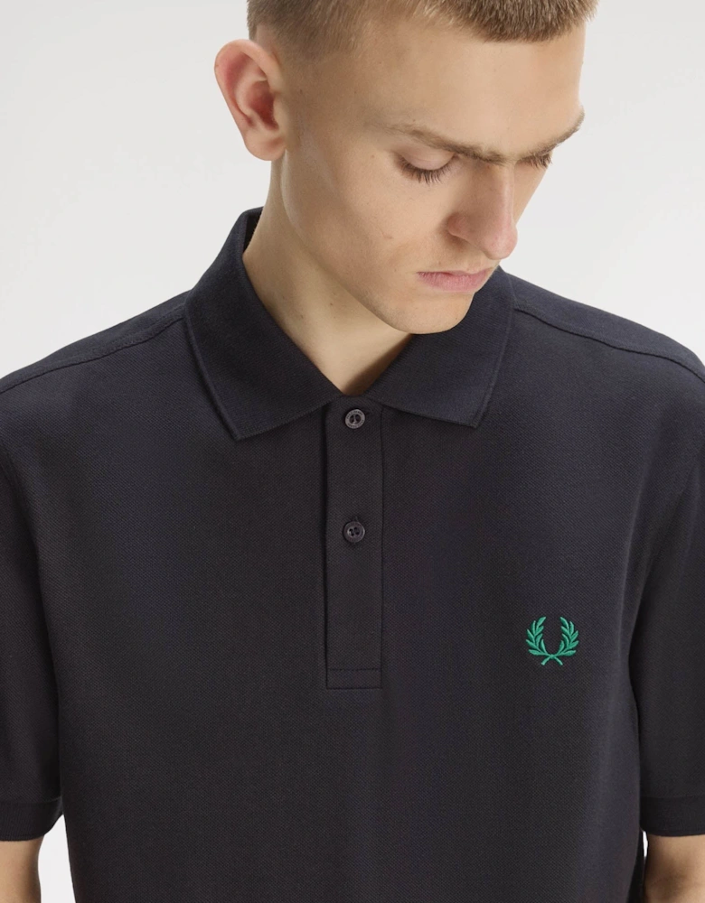 Fred Perry Mens Plain Signature Polo Shirt - Navy/Sport Green 14C