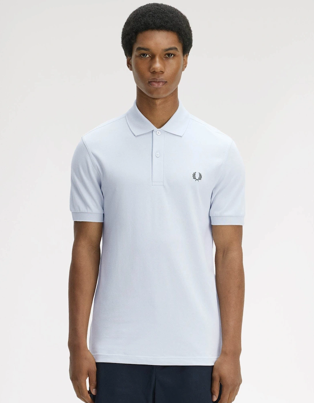 Fred Perry Mens Plain Signature Polo Shirt - Dusty Blue/Laurel Wreath Green 08C