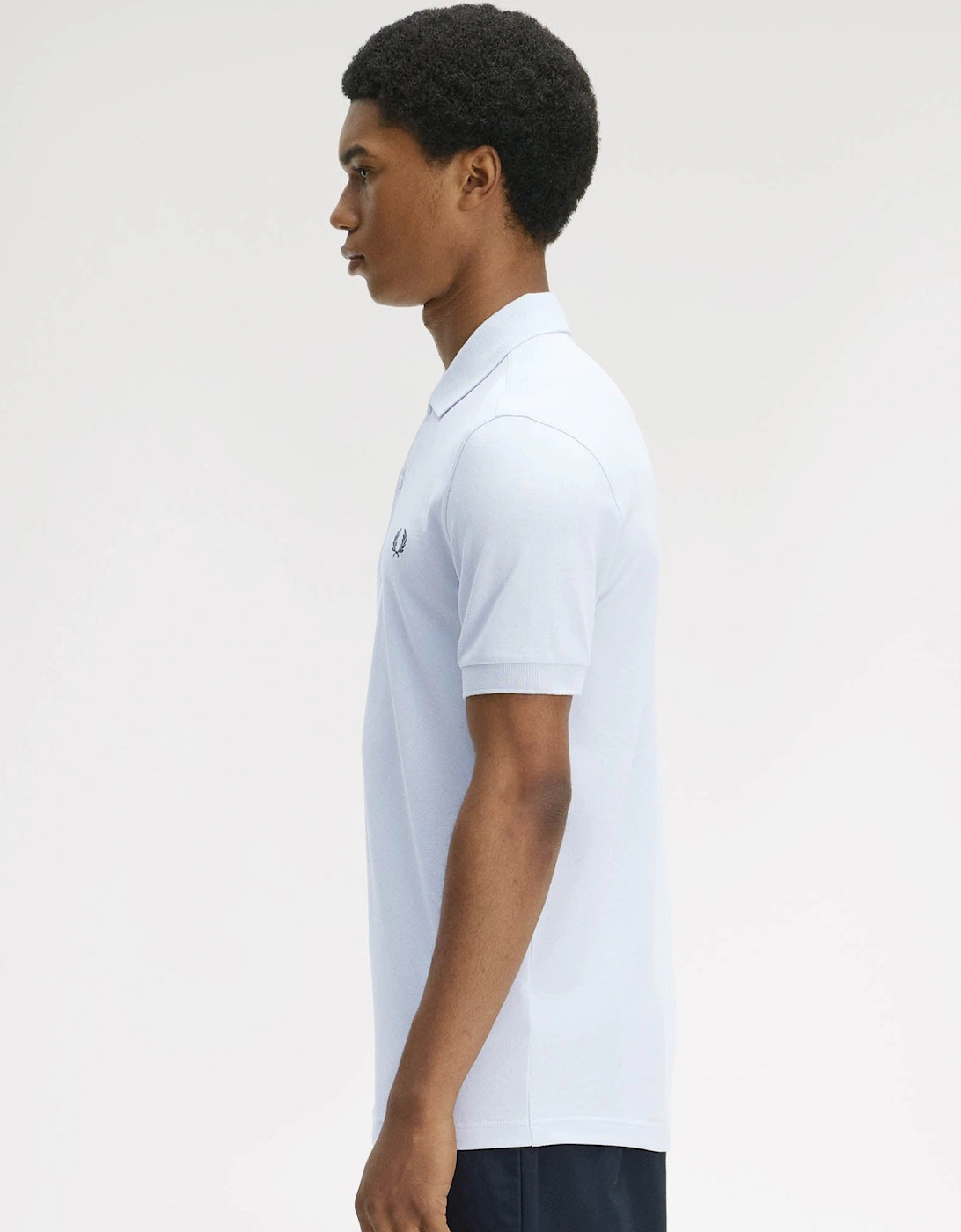 Fred Perry Mens Plain Signature Polo Shirt - Dusty Blue/Laurel Wreath Green 08C