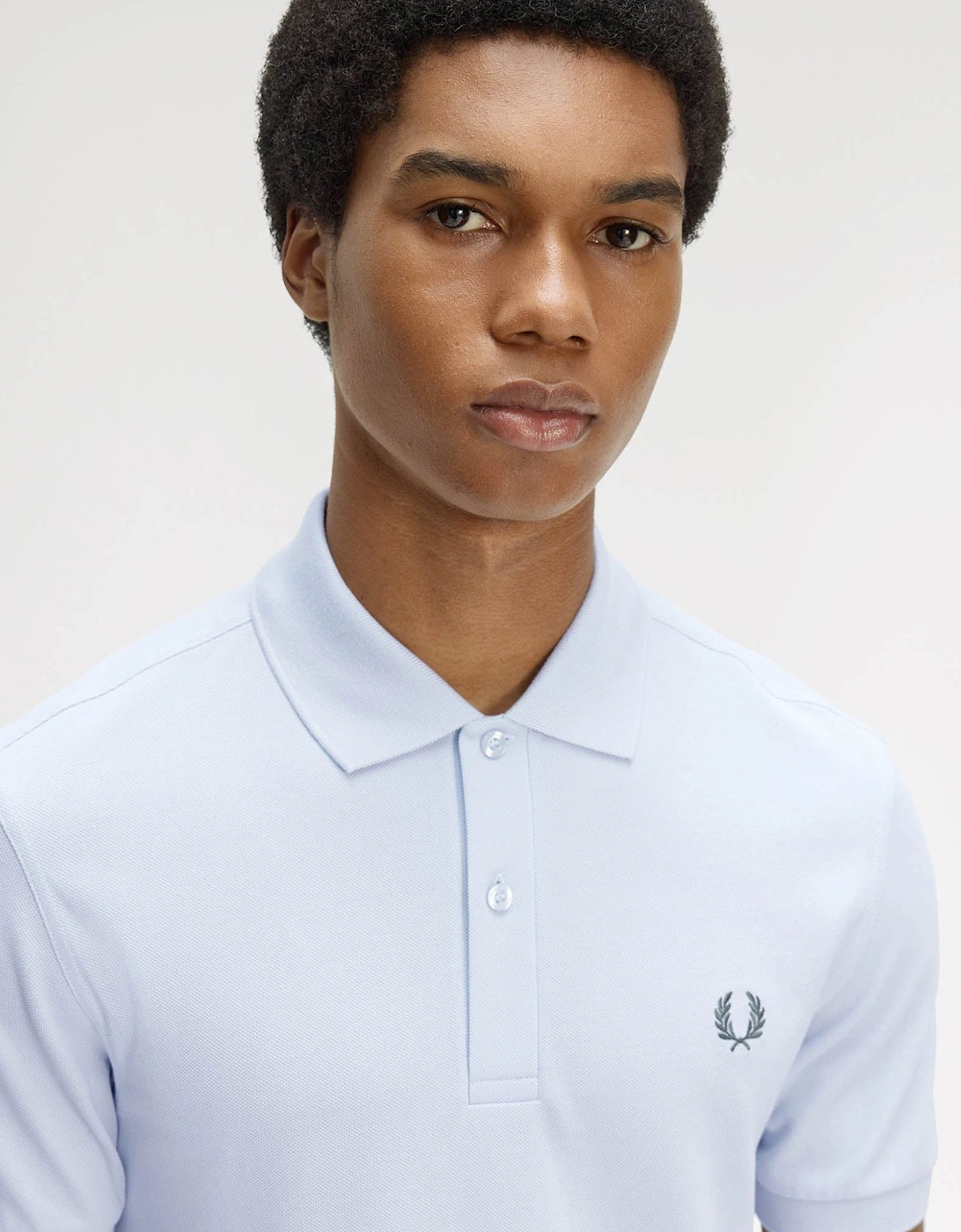 Fred Perry Mens Plain Signature Polo Shirt - Dusty Blue/Laurel Wreath Green 08C
