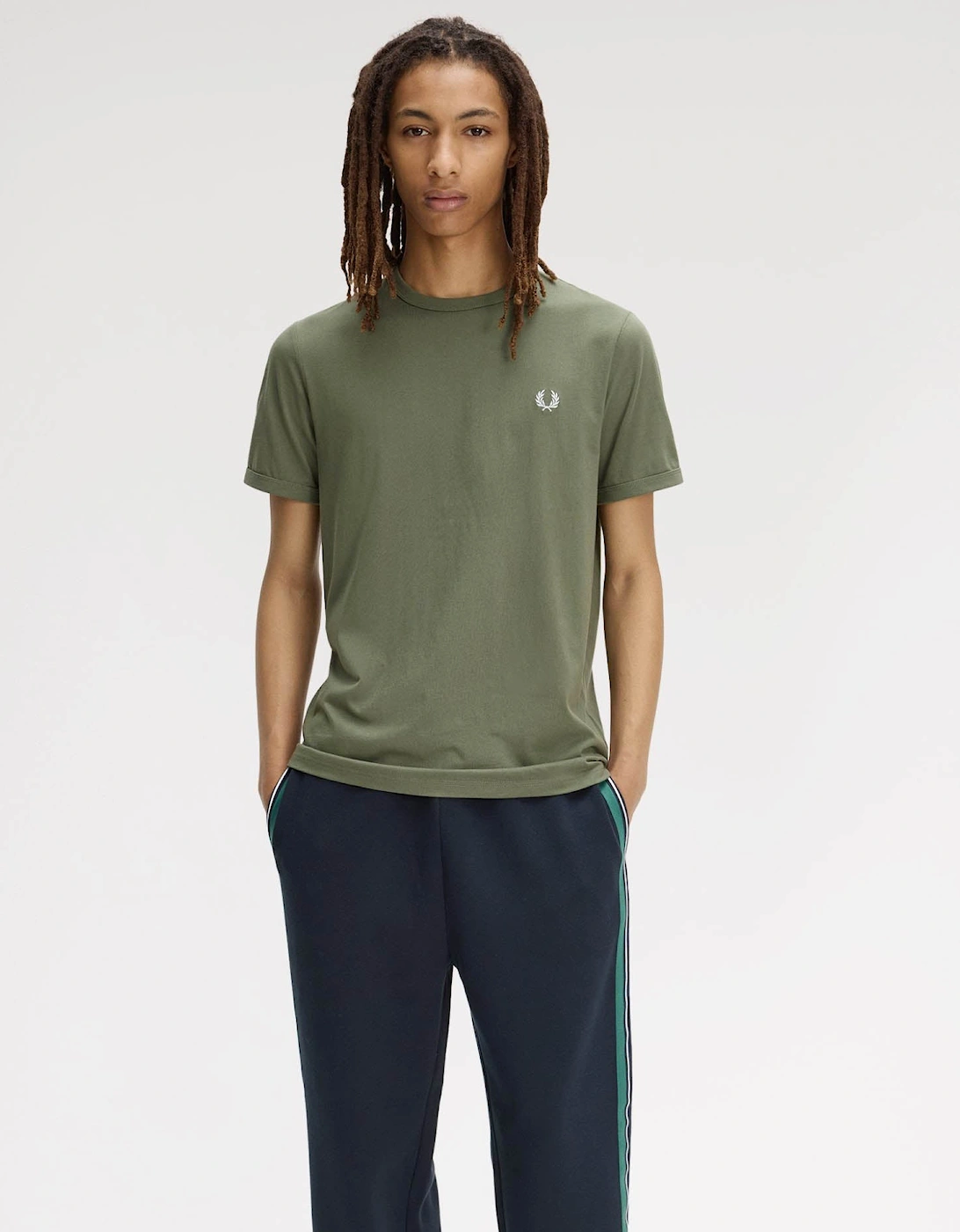 Fred Perry Mens Ringer T-Shirt - Laurel Wreath Green W19